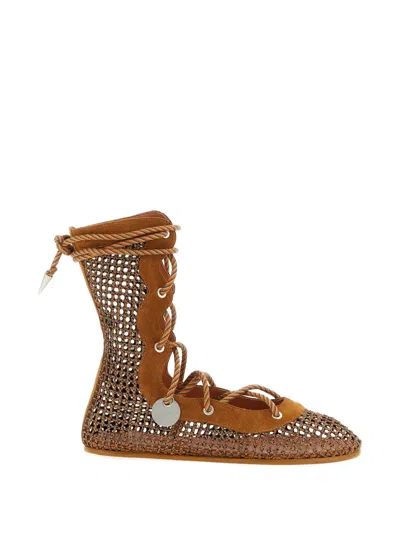Kiko Kostadinov Reticella Ankle Boots Mesh Suede Metallic In Brown