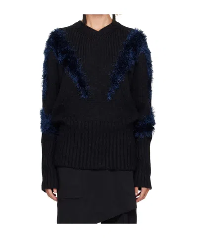 Kiko Kostadinov Ribbed-knit V-neck Sweater In Blue