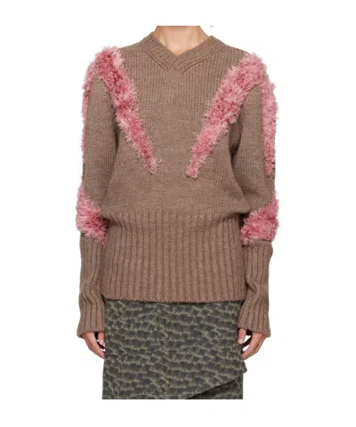 Kiko Kostadinov Ribbed-knit V-neck Sweater In Brown