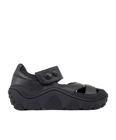Kiko Kostadinov Round-headed Flat Sandals In Black