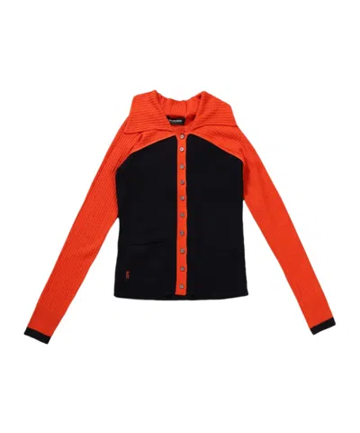 Kiko Kostadinov Rover Knit Cardigan In Navy Blue/orange