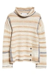 Kiko Kostadinov Scarpitta Space Dye Stripe Turtleneck Sweater In Beige/ Grey Mix/ Grey