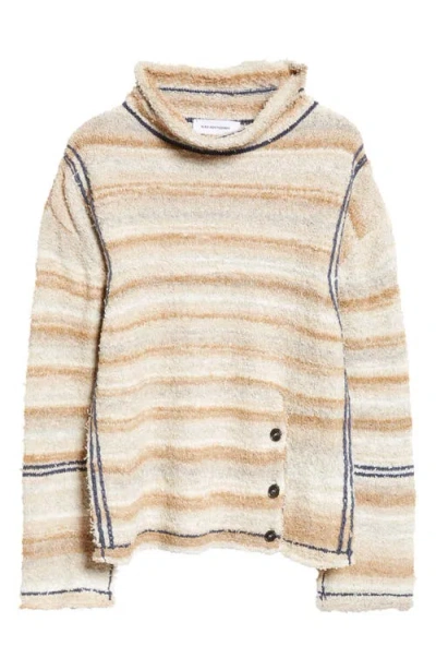 Kiko Kostadinov Scarpitta Space Dye Stripe Turtleneck Sweater In Beige/ Grey Mix/ Grey