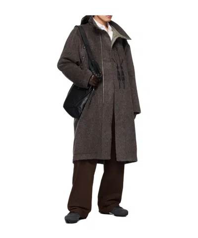 Kiko Kostadinov Stand Collar Coat In Brown