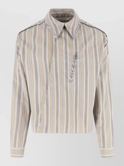 Kiko Kostadinov Striped Point Collar Shirt Chest Pocket In Purple
