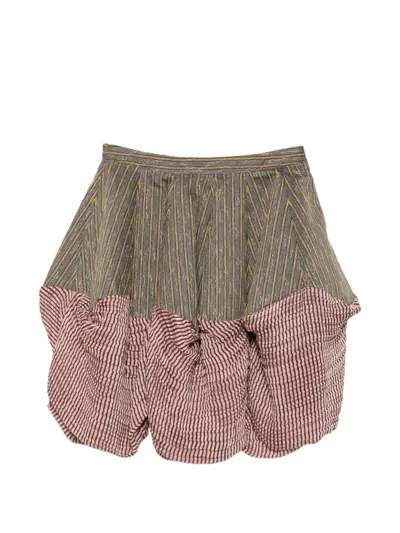 KIKO KOSTADINOV STRIPE-PATTERN BUBBLE-HEM MINI SKIRT