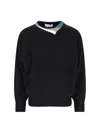 Kiko Kostadinov Asymmetric Neckline Color Block Knit Sweater In Black