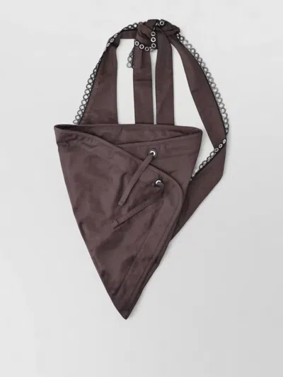 Kiko Kostadinov Triangle Shoulder Bag Eyelet Detail Adjustable Strap In Brown