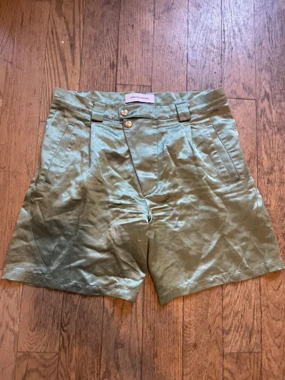 Pre-owned Kiko Kostadinov Tulcea Satin Shorts In Green