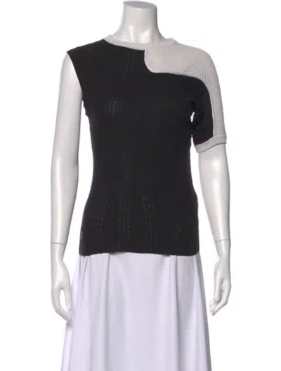 Pre-owned Kiko Kostadinov Two-tone Asymmetrical Yarn Top Silk Top In Black