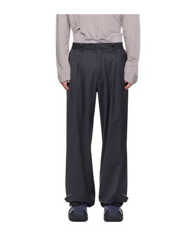Kiko Kostadinov Navy Bendix Tailored Trousers In Midnight Blue/icy Li