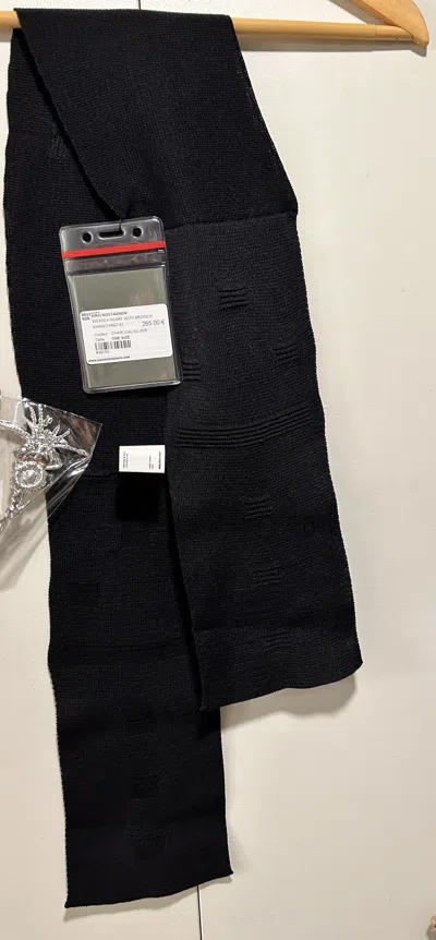 Pre-owned Kiko Kostadinov Wessex Knit Scarf With Brooch In Black