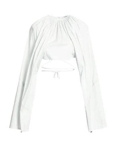 Kiko Kostadinov Woman Top Light Grey Size 6 Cotton, Polyamide, Elastane In White