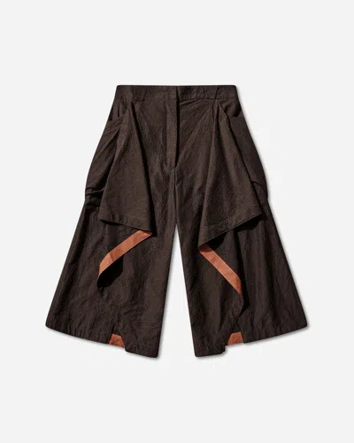 Kiko Kostadinov Women S Dahlia Draped Shorts Dark Elm In Black