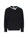Kiko Kostadinov Asymmetric Neckline Color Block Knit Sweater In Black