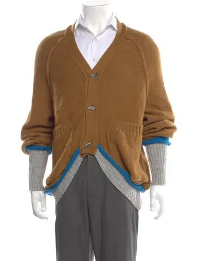 Pre-owned Kiko Kostadinov Wool V-neck Cardigan In Brown