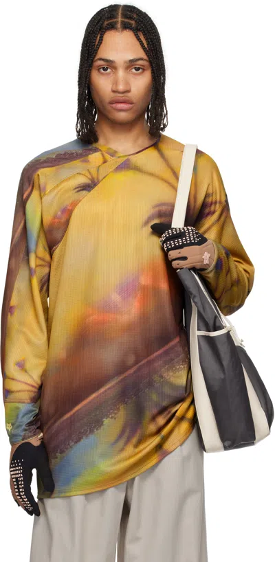 Kiko Kostadinov Yellow & Brown Fox Racing Edition Printed Tunic T-shirt In Chai