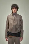 Kiko Kostadinov Zafar Cropped Jacket Herringbone Wool In Brown
