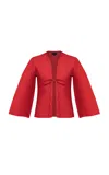 Kilentar Aya Meje Tie-front Handwoven Cotton Top In Red