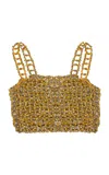 Kilentar Imole Embellished Woven Tank Top In Gold