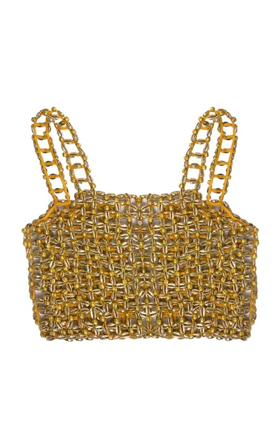 Kilentar Imole Embellished Woven Tank Top In Gold