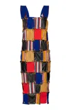 Kilentar Iya Patchwork Leather-cotton Midi Dress In Multi
