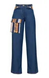 Kilentar Tola Rigid Low-rise Wide-leg Cargo Jeans In Blue