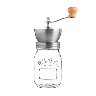 Kilner Coffee Grinder Set, Manual Grinder With Glass Storage Jar In Metallic
