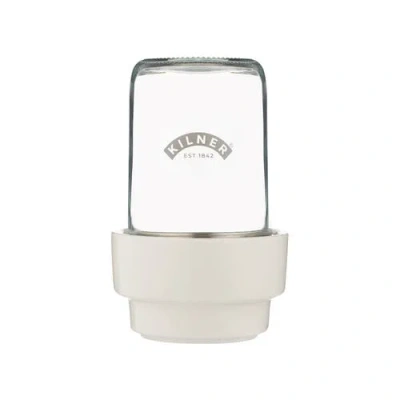 Kilner Food Prep Sprouting Set With Glass Jar And Ceramic Base In Transparent