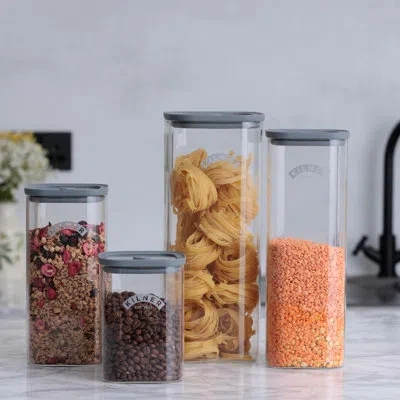 Kilner Fresh Storage Jars - Set Of 4 (33.8, 50.7, 67.6, 118oz) In Clear