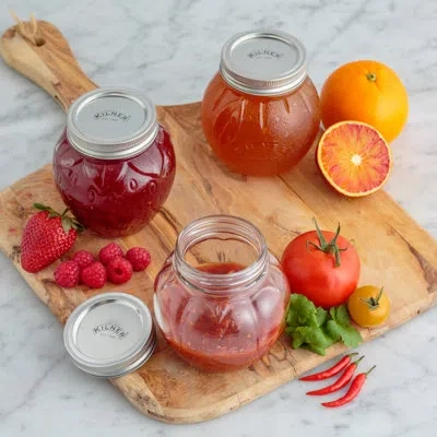 Kilner Orange Jar 13.5oz - Set Of 6 In Clear,silver