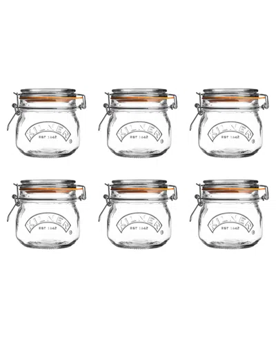 Kilner Square Clip Top Jar 17 Oz, Set Of 6 In Clear
