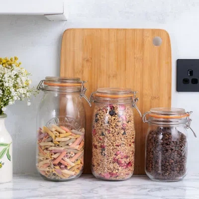Kilner Round Clip Top Jars - Set Of 3 (34oz, 51oz, 68oz) In Clear