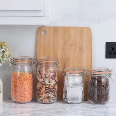 Kilner Round Clip Top Jars - Set Of 4 (two 34oz, Two 51oz) In Clear