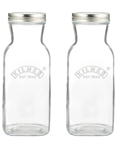 Kilner Set Of 2 Juice & Sauce Bottles In Transparent