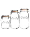 Kilner Set Of 3 Round Clip Top Jars In Clear