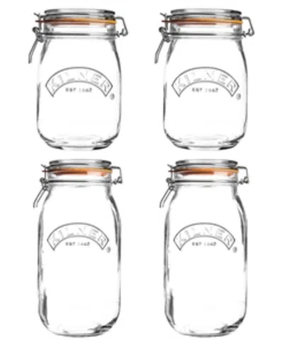 Kilner Set Of 4 Round Clip Top Jars In Clear