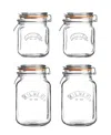 Kilner Set Of 4 Square Clip Top Jars In Clear