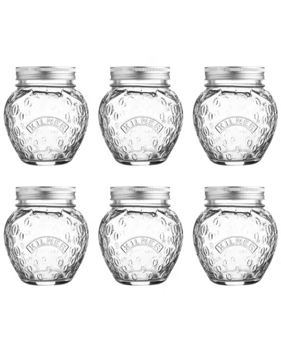 Kilner Set Of 6 13.5oz Strawberry Jars In Transparent
