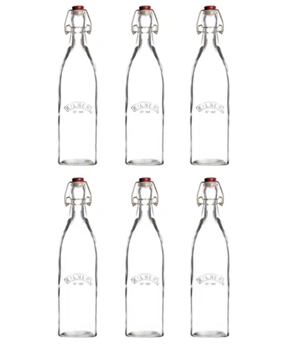 Kilner Set Of 6 Square Clip Top Bottles In Transparent