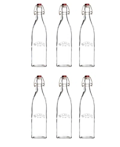 Kilner Set Of 6 Square Clip Top Bottles In Transparent