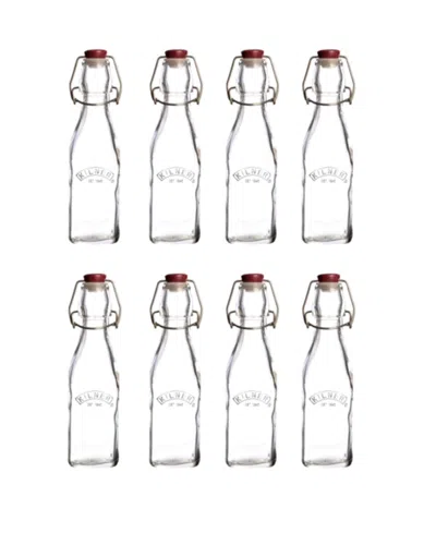 Kilner Set Of 8 Square Clip Top Bottles In Clear