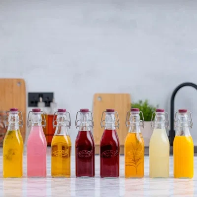 Kilner Square Clip Top Bottles 9oz- Set Of 8 In Clear