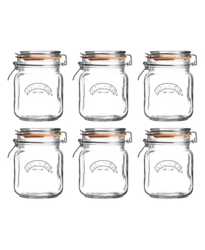 Kilner Square Clip Top Jar 34 Oz, Set Of 6 In Clear