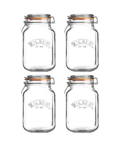 Kilner Square Clip Top Jar 51 Oz, Set Of 4 In Clear