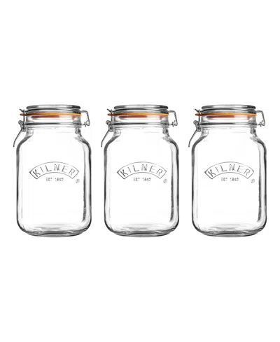 Kilner Square Clip Top Jar 68 Oz, Set Of 3 In Clear