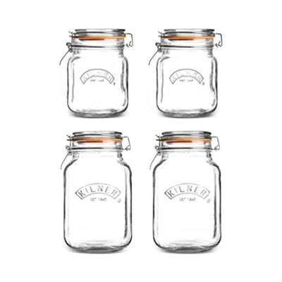 KILNER SQUARE CLIP TOP JARS, SET OF 4