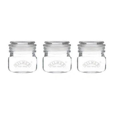 Kilner Square Push Top Storage Jars, Set Of 3, 8.5 Ounce In Transparent