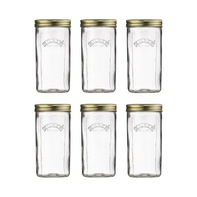 Kilner Wide Mouth Canning Jar 34oz - Set Of 6 In Silver;clear,gold