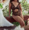 Kilo Brava Bow Mesh Bodysuit In Black In Brown